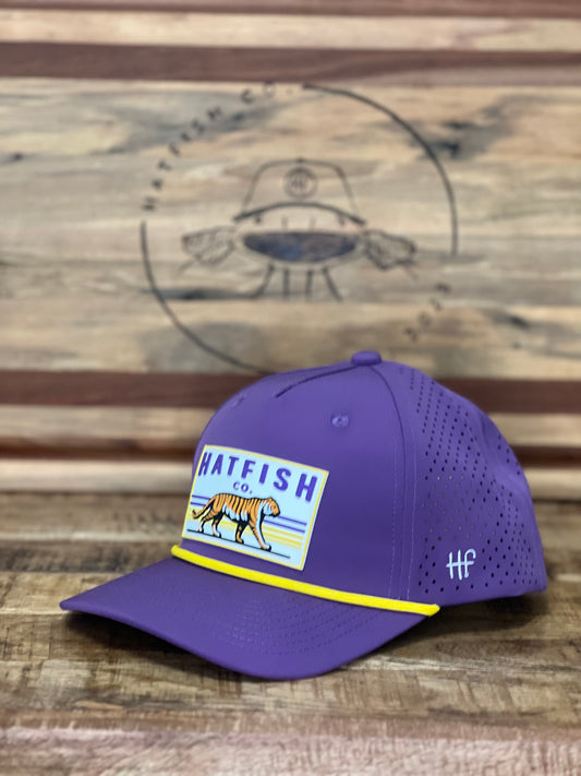 Purple Fighting Tiger - Curved Five Panel Rope Hat