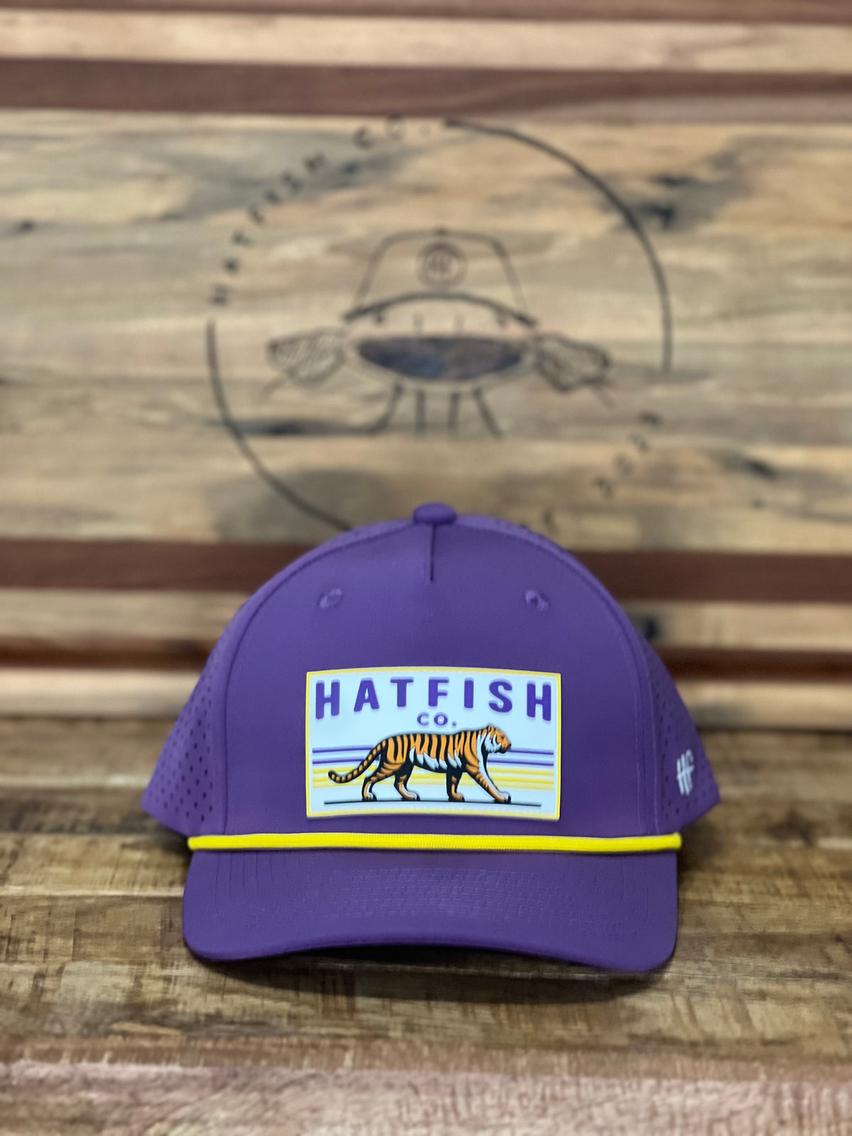 Purple Fighting Tiger - Curved Five Panel Rope Hat