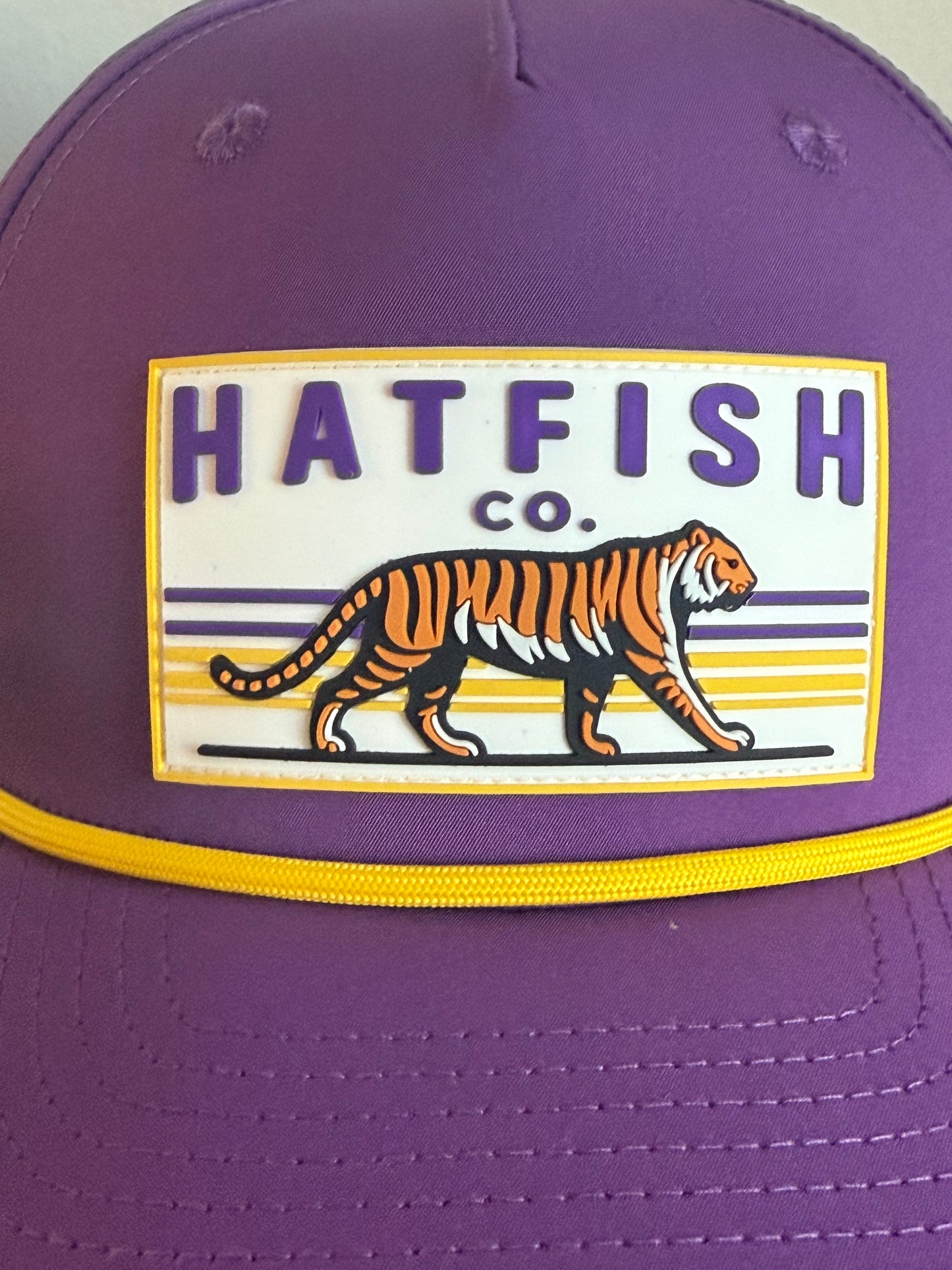Purple Fighting Tiger - Curved Five Panel Rope Hat