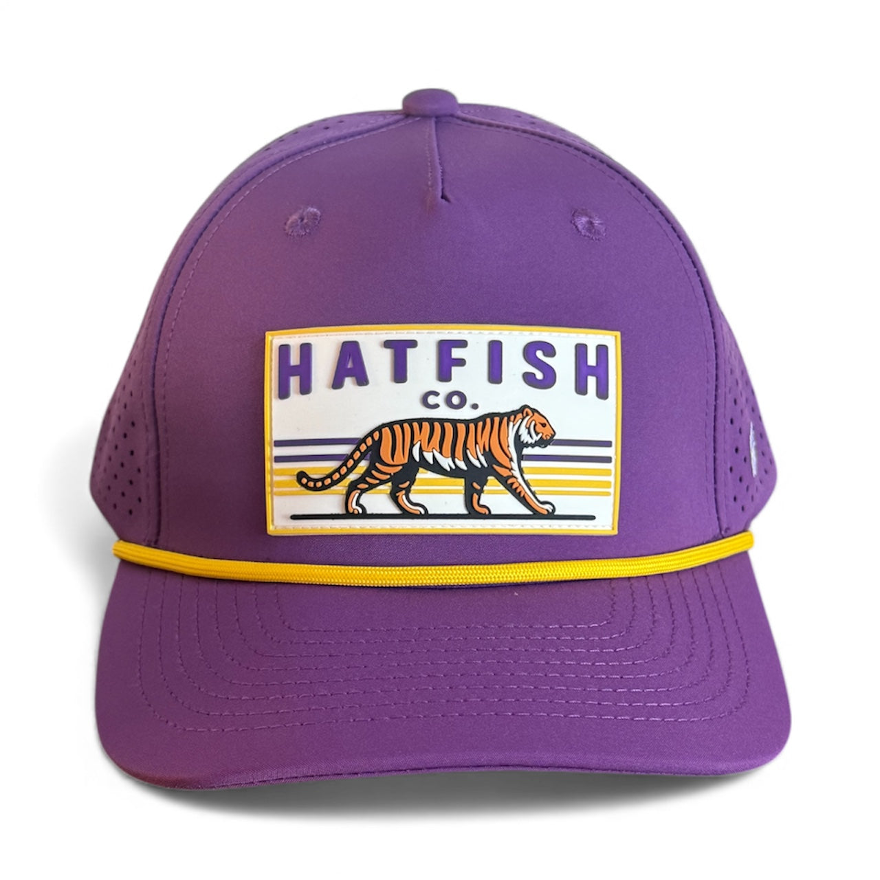 Purple Fighting Tiger - Curved Five Panel Rope Hat