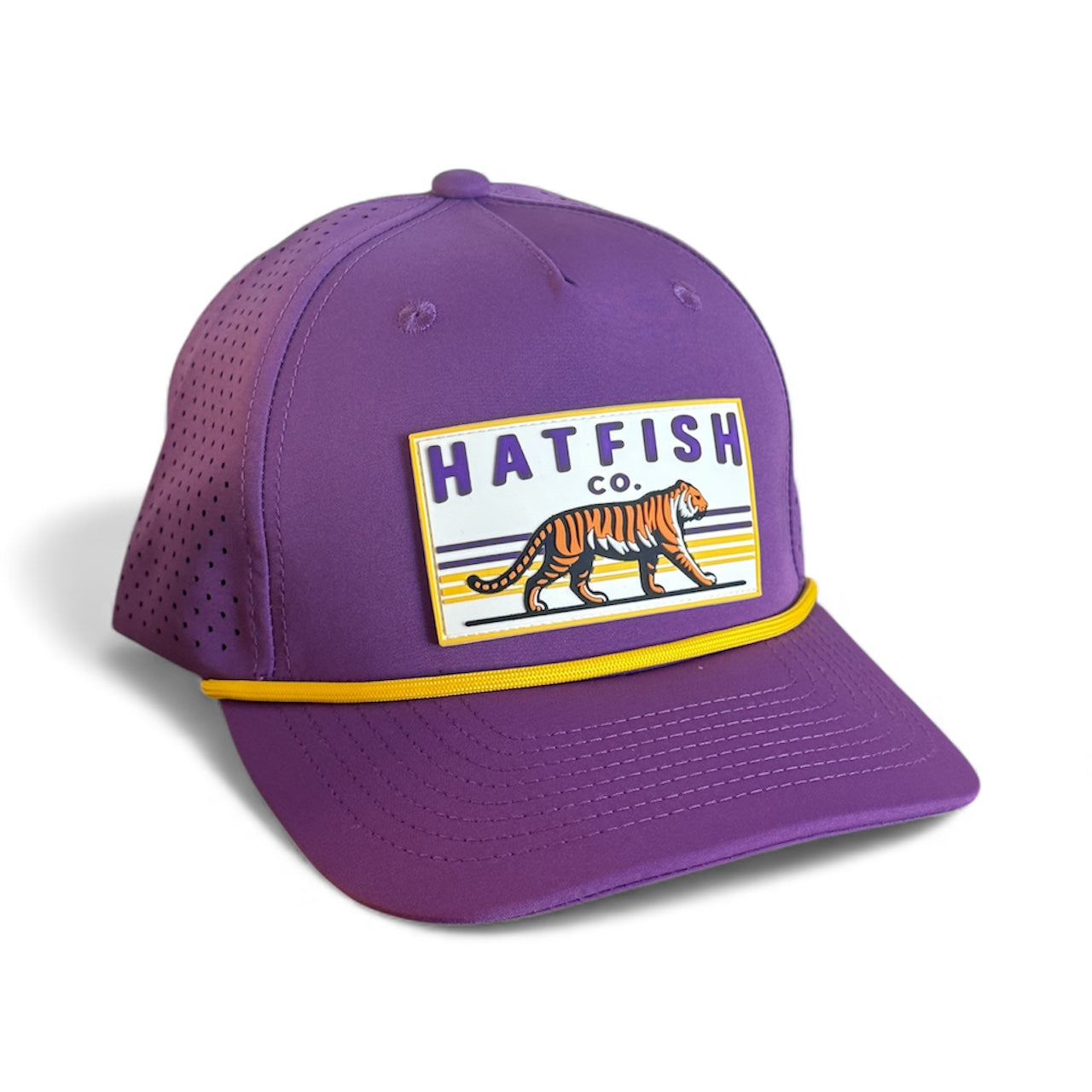 Purple Fighting Tiger - Curved Five Panel Rope Hat