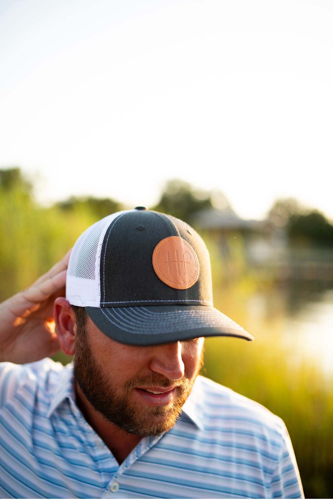 HATFISH CO Leather Logo Trucker Cap